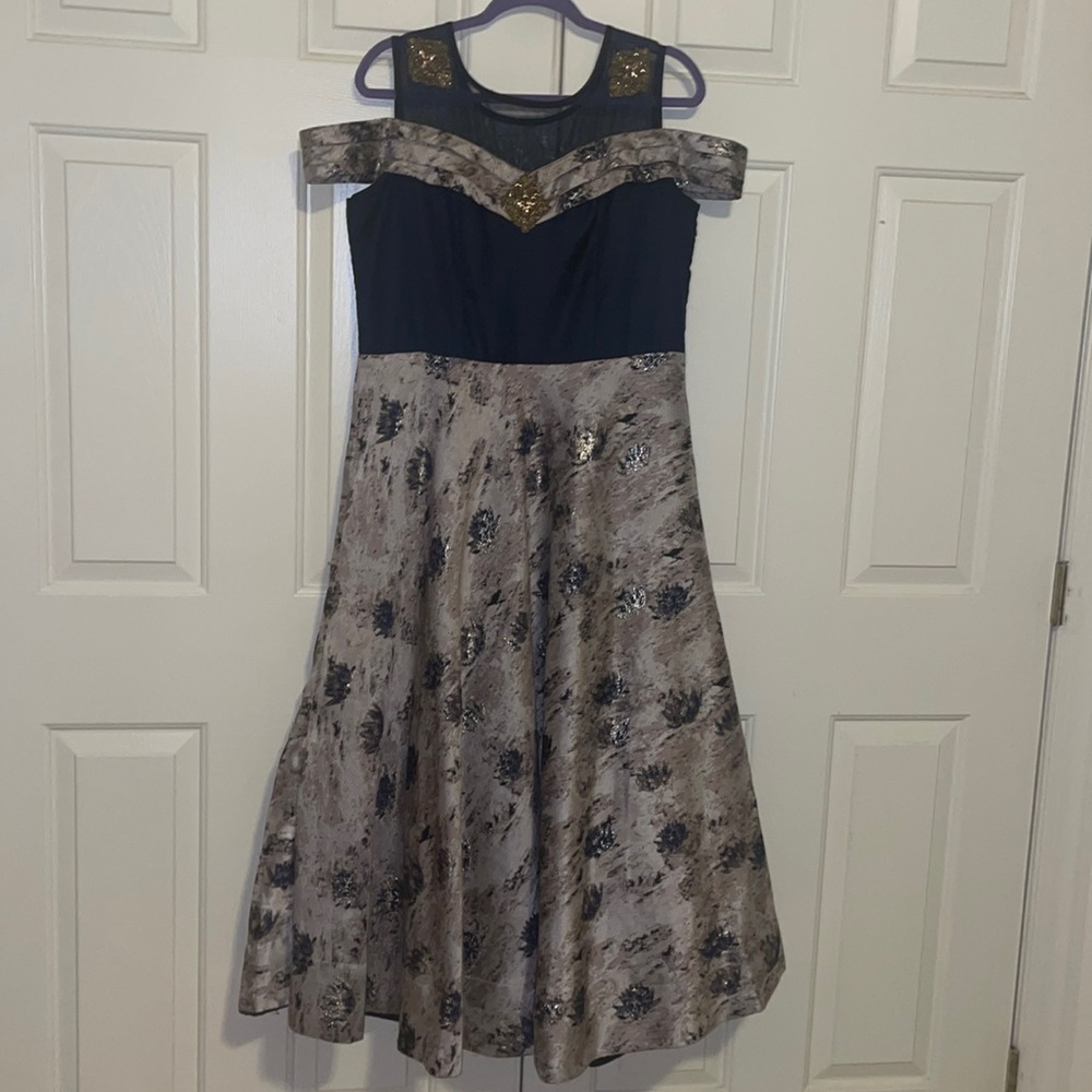 Traditional Indian Gown with Gold Beading